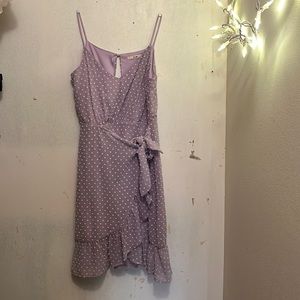 mi ami dress, purple with white polka dots, small